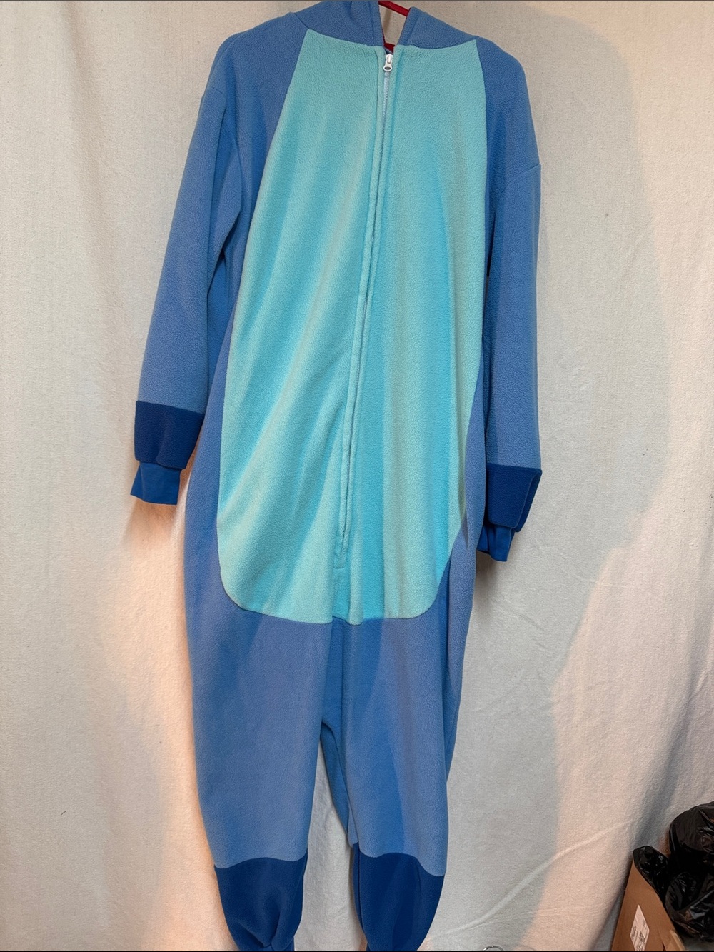 Women’s Blue Two-Tone Hooded Fleece Stitch Onesie Pajamas